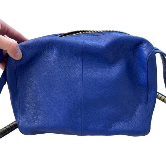 Kelsi Dagger Royal Blue Pebble Leather, Gold Studded Shoulder Crossbody Bag - Picture 7 of 14